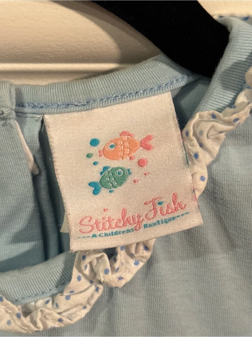 Stitchy Fish Size 6 Disney Princess Applique Ruffle Dress Blue